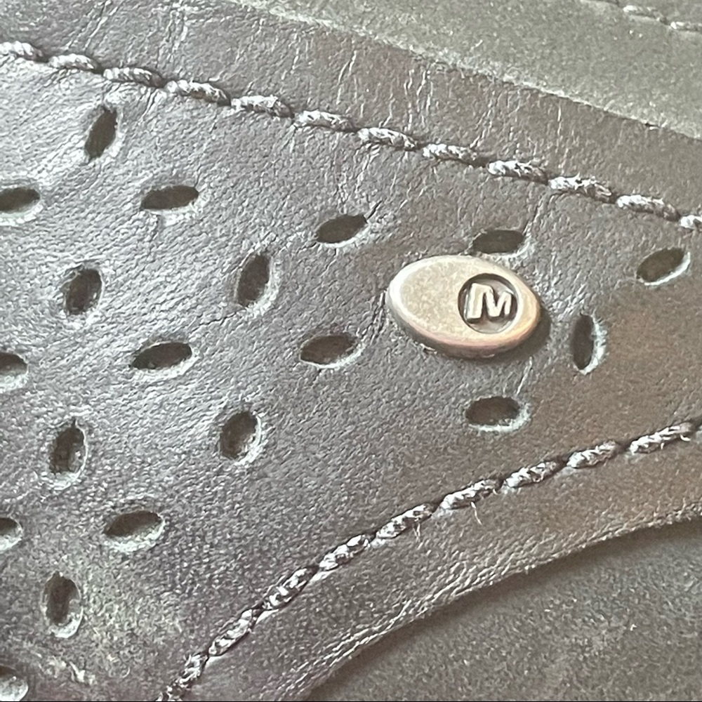 Merrell Black Mary Jane Clog Heels with Silver Buckle - Picture 9 of 12